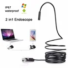 USB-эндоскоп, 1 м, 2 м, камера 7 мм, полужесткая трубка, Бороскоп, видеосмотр, IP67, водонепроницаемый, для ПК на Android