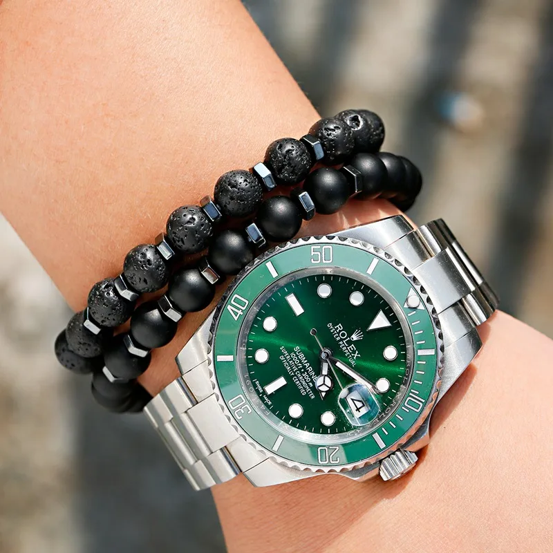 8mm Beaded Men Bracelets Black Lava Stone Hematite Beads Charm Bracelet Women Prayer Jewelry Yoga Dropshipping Pulsera Hombre | Украшения и