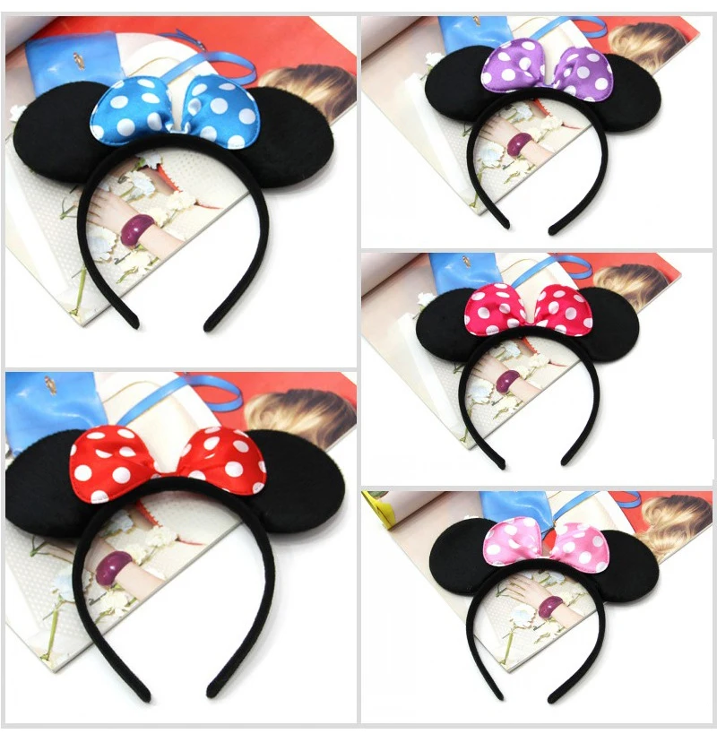 1 шт уши Минни Маус ободки белый горошек розовый бант для детей день рождения