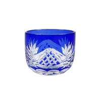 2 pieces small 65ml spirit cup hand cut kiriko blue shot glasses shochu sake glass cup handcraft set of 2 pieces