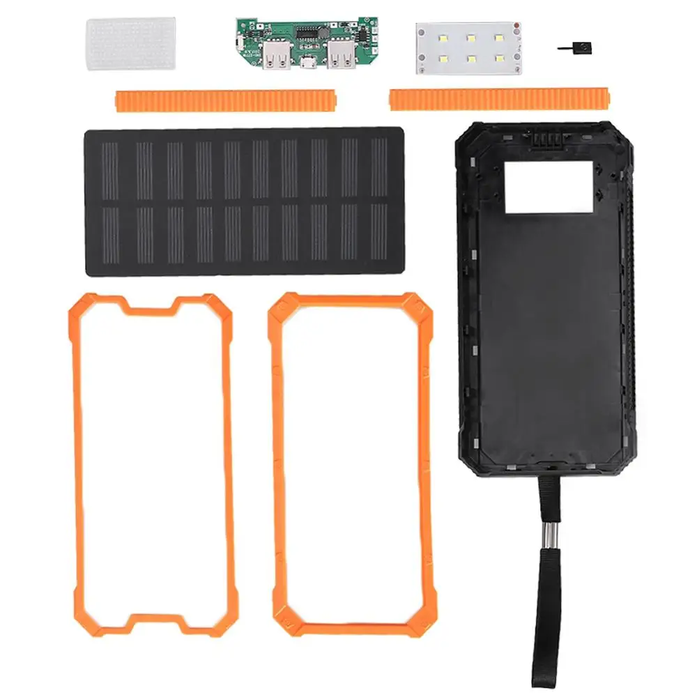 

Portable Fast Charging DIY Solar Power Bank Case Kit Unassembled Parts Travel Dual USB Mobile Power Bank Cases With Solar Panel
