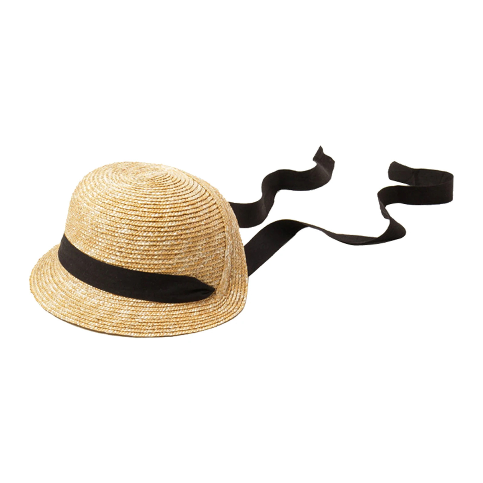 Kids Straw Bucket Hat Cute Baseball Hat Sun Protection Fisherman Cap Wide Brim for Children Girls Boys images - 6