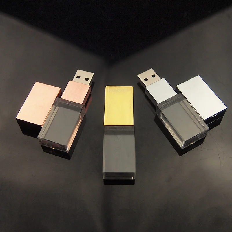 Без светодиодный светильник Пользовательский логотип кристалл USB флэш