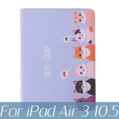 Для iPad 10,2 чехол для планшета тройной складной чехол для iPad 9,7 air 3 10,5 Pro 10,5 чехол с мультяшным котом - Цвет: C1 for air 10.5 2019