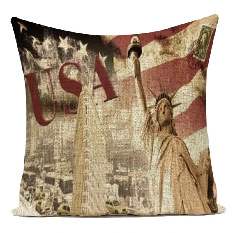 Милый чехол для подушки из полиэстера в стиле карикатурного лондонского солдата, здания, автобуса и флага для украшения гостиной - Альмофадас.