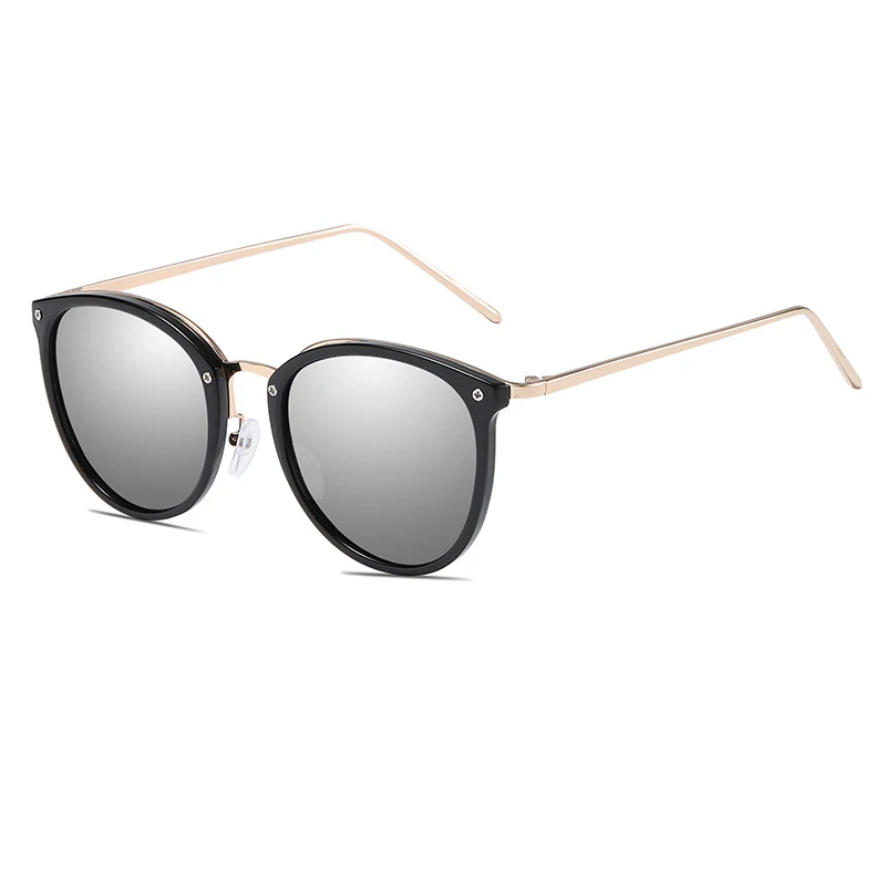 Серебристый Classic italy design womens sunglasses plastic frame metal temples fashion polarised sun glasses for woman oculos feminino - Цвет линз: Серебристый