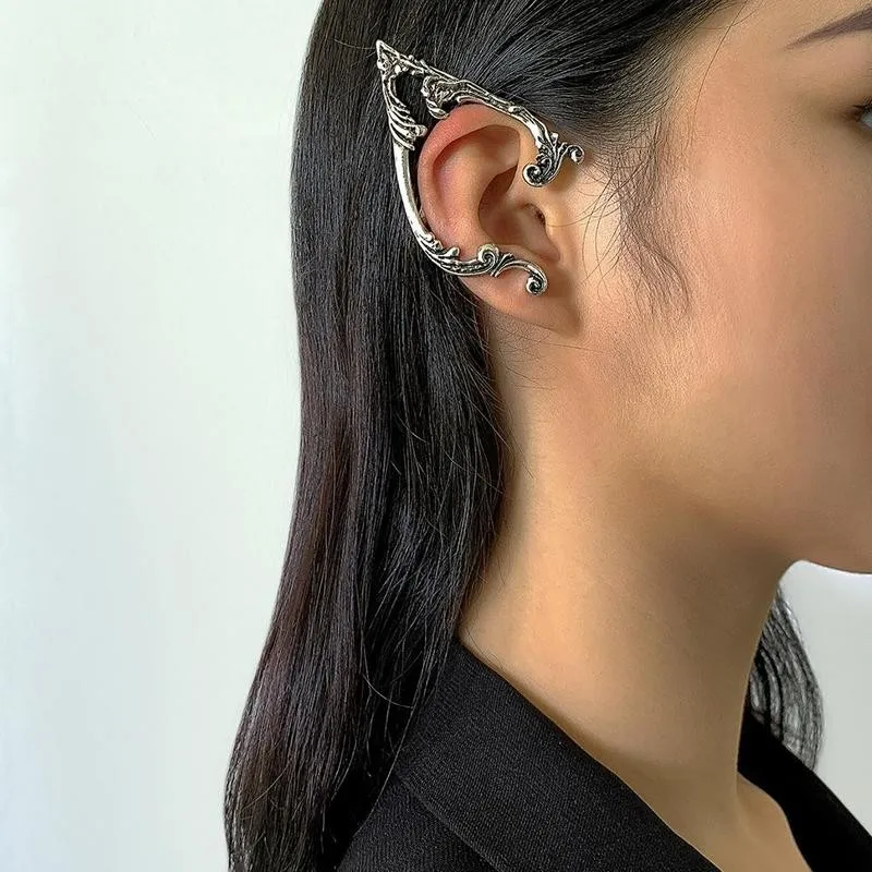 

Ins Style Punk Fairy Ear Cuff Earring Elf Ear Clip No Piercing Earrings For Women Silver Color Goth Halloween Earcuff Jewelry