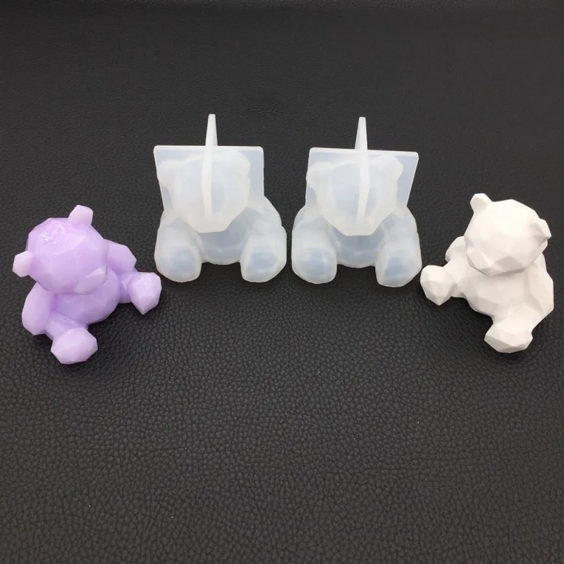 

PCS DIY Crystal Epoxy Mirror 3D Geometric Bear Shape Handmade Crystal Epoxy Mold Handmade Epoxy Glue Creative Silicone Mold