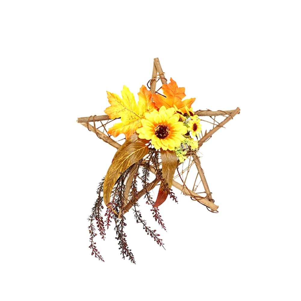

Pendant Square Garland Sunflower Door Hanger Wall-Ideal Wooden Wedding Decoration Spring And Summer Hanging Wreath