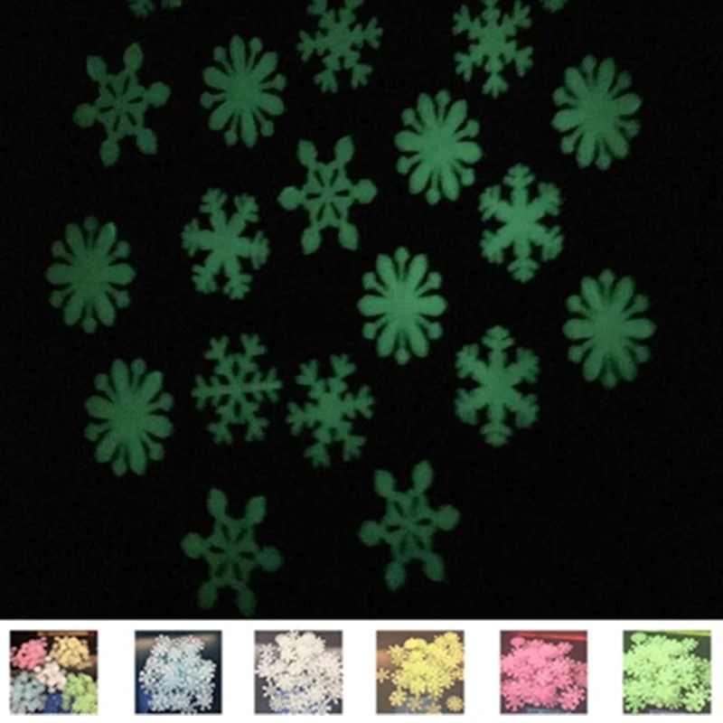 100 шт. новый год Снежинка украшения Светящиеся Настенные наклейки для дома