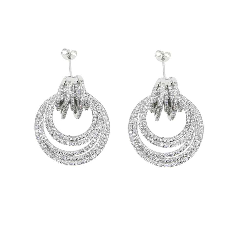 Серьги-гвоздики женские круглые с фианитами ювелирные украшения для ушей