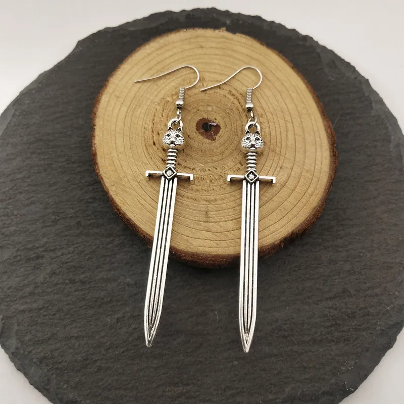 1 пара под старину Серебряный с животными длинные висячие серьги подвесками