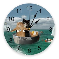 ocean star cat paint bucket wall clock living room decoration digital clock modern design art wall watch