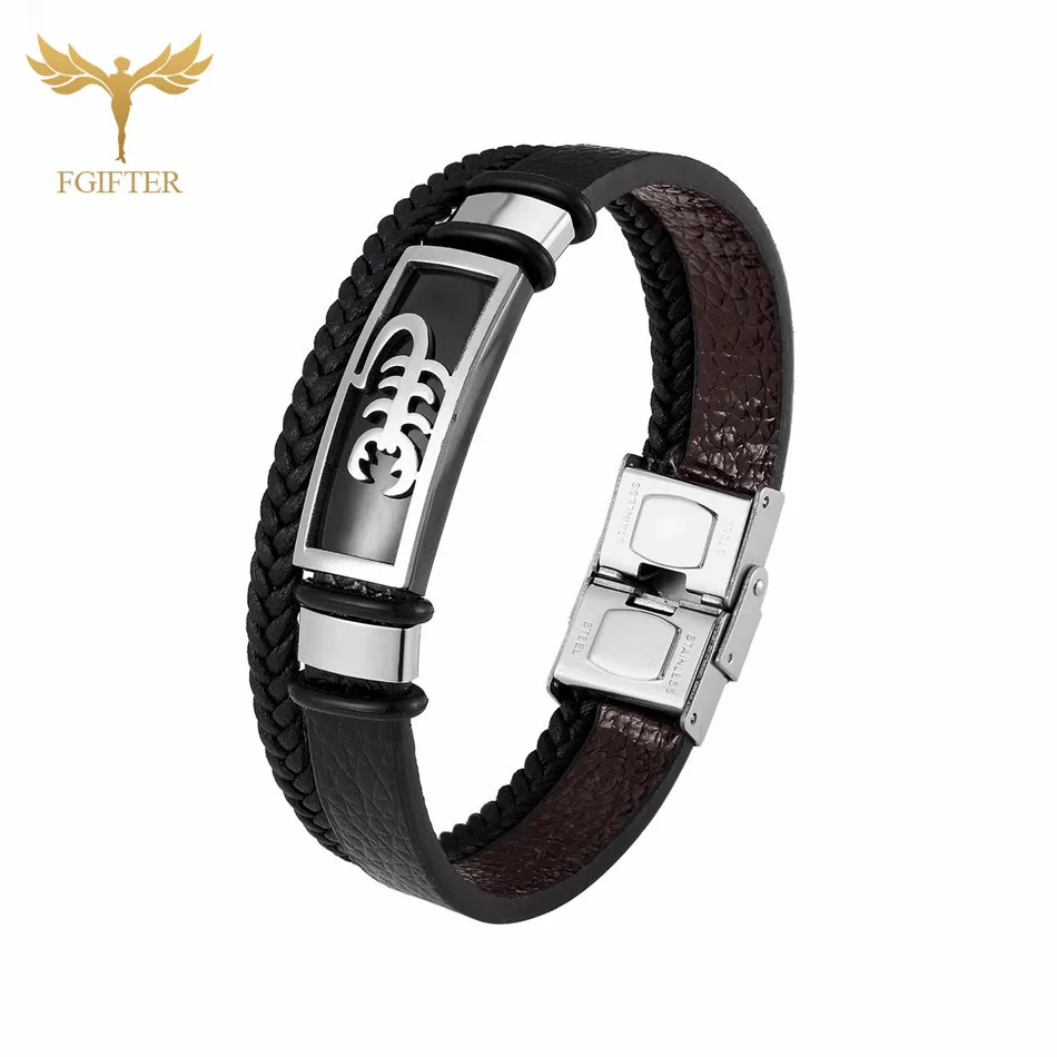 В стиле панк Рок кожаные браслеты на запястье браслет-Скорпион для мужчин из