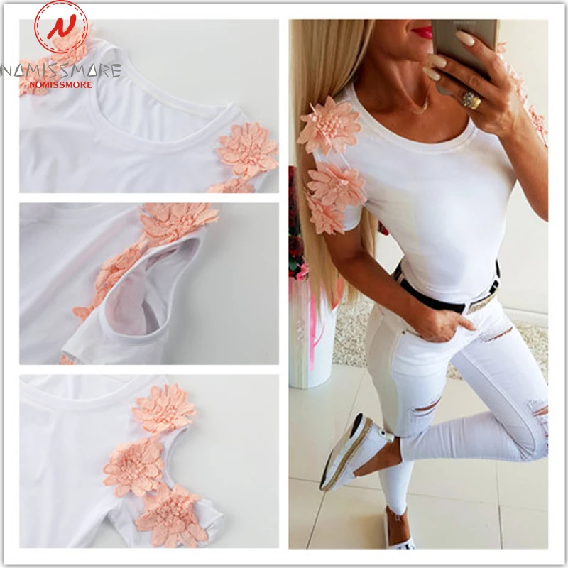 Женская футболка дешевая одежда модная летняя однотонная Повседневная с