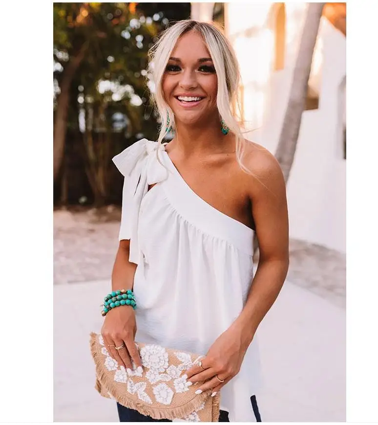 

Spot 2021 women's new oblique shoulder lace top women sexy tops