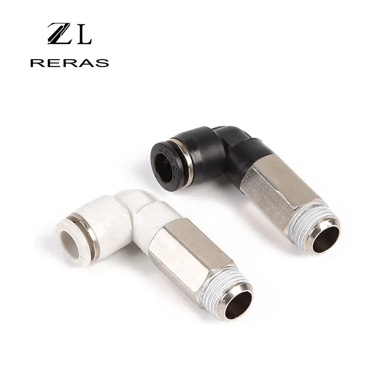 Черный PLL Удлиненный тип Пневматический мужской локоть соединитель трубка