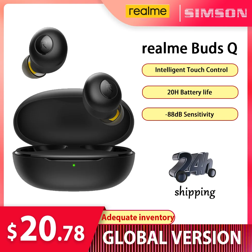 Realme бутоны Q наушники вкладыши TWS с Беспроводной Bluetooth 5 0 интеллигентая (ый)