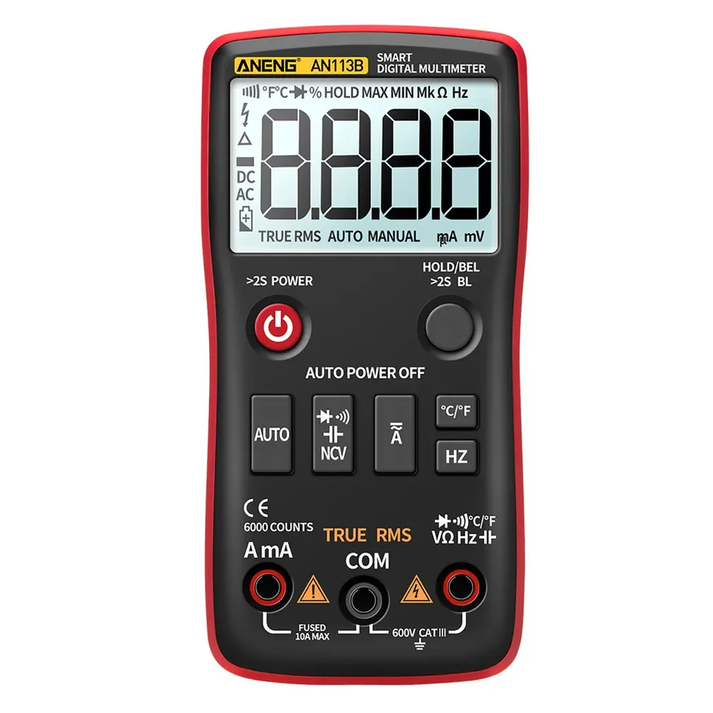 

AN113B Digital Multimeter Multimetro Tester Professional True RMS With Temperature Tester 6000 Counts