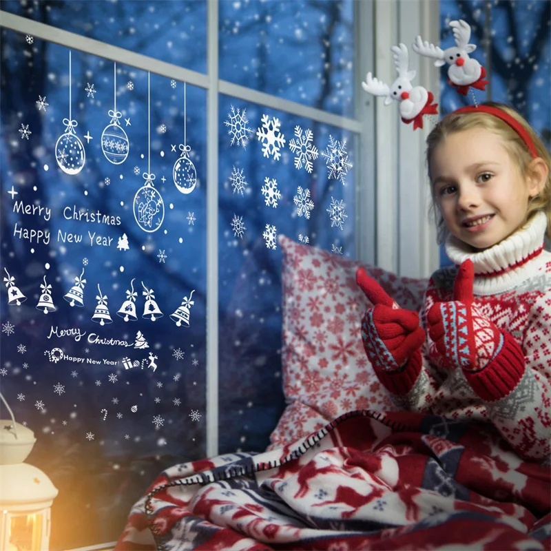 

Christmas Snowflake Window Sticker Winter Wall Stickers Decorations For Home Xmas Glass Decor Happy New Year Navidad 2022 Noel