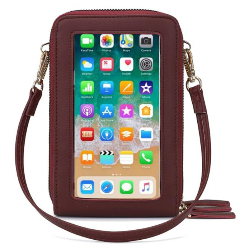 

Transparent Touch Screen Retro Simple Mobile Phone Bag 2021 Women PU Chain Messenger Bags Small Flap Bag Mini Shoulder Bag