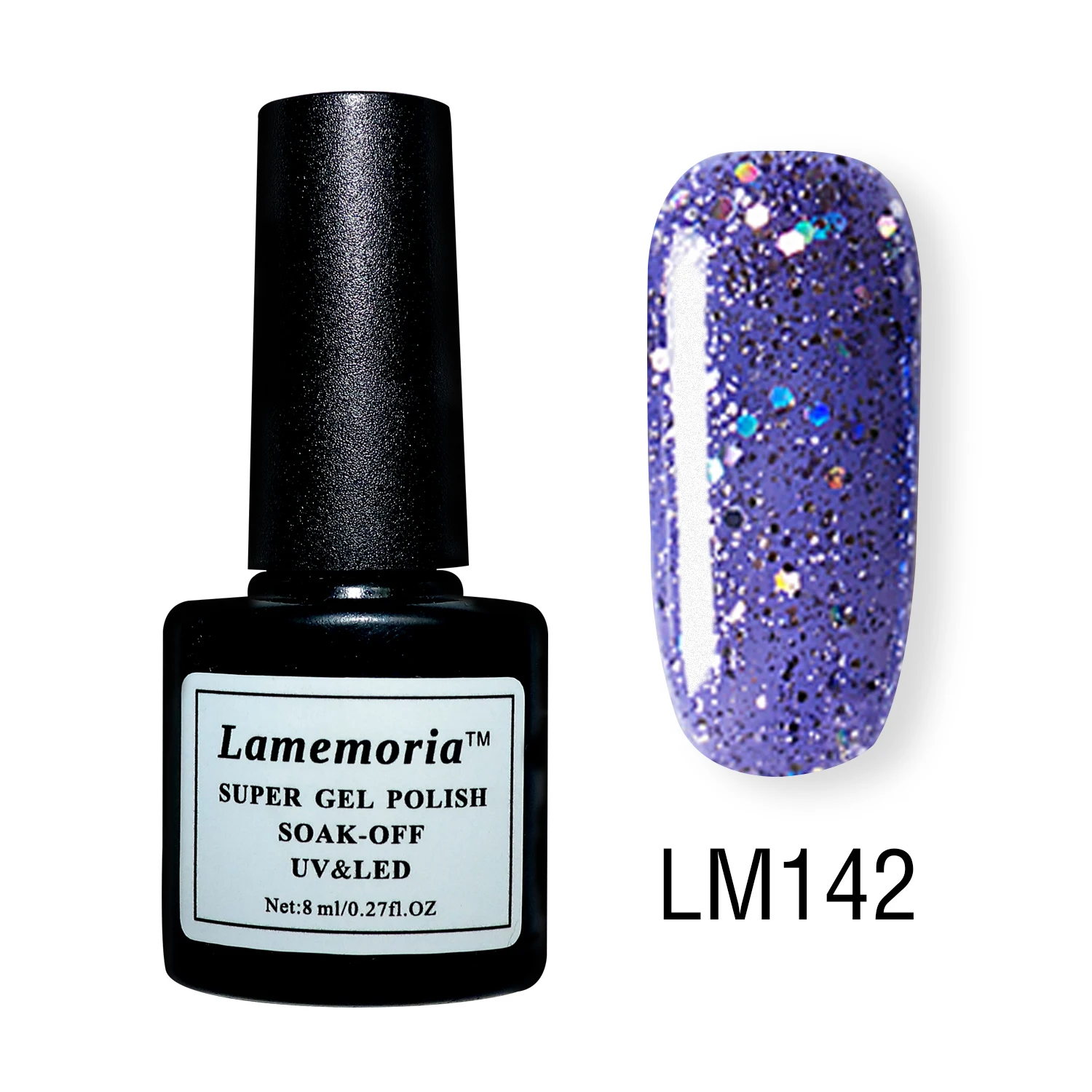 LM142 Lamemoria 8 мл голографический Блестящий Гель-лак для ногтей Блестящие Блестки УФ-гель лак лазер замочить от УФ гель для ногтей маникюр Базовое покрытие - Цвет: LM142