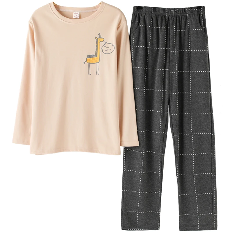 Большие ярды женские пижамные комплекты 100% хлопковая одежда для сна весна осень