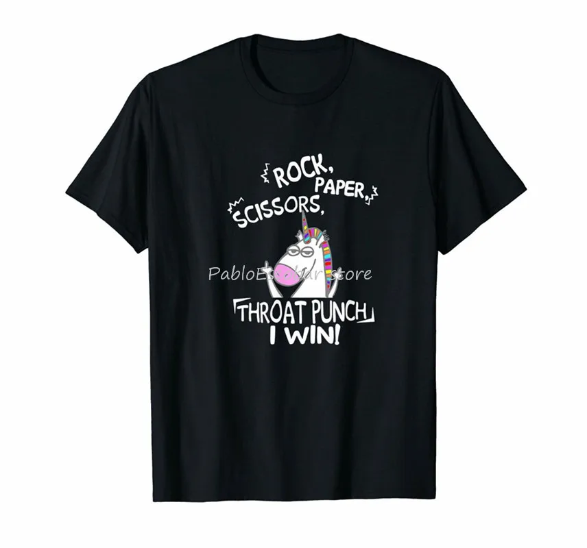 

Rock Paper Scissors Throat Punch I Win Unicorn Shirt Summer Style Tee Shirt male brand tshirt summer plus size tee-shirt