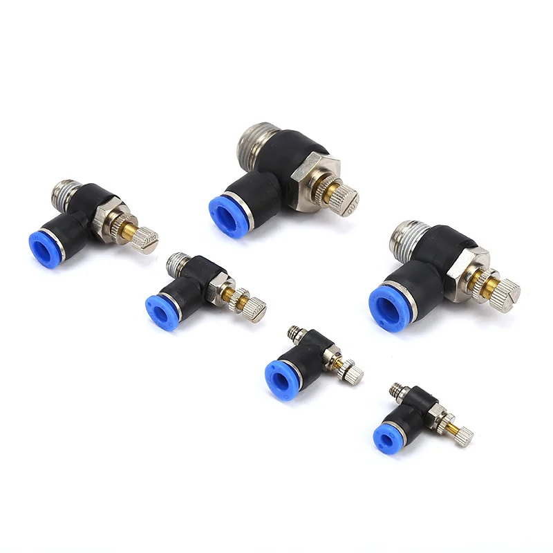 

4/6/8/10/12mm Fast connection Pneumatic Fitting M5 1/8" 1/4" 3/8" 1/2 air speed Regulating valve throttle valve
