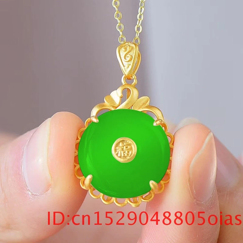 Natural Hetian Jade Doughnut Pendant Necklace Fashion Jewelry Amulet Women Gifts Chalcedony 925 Silver for