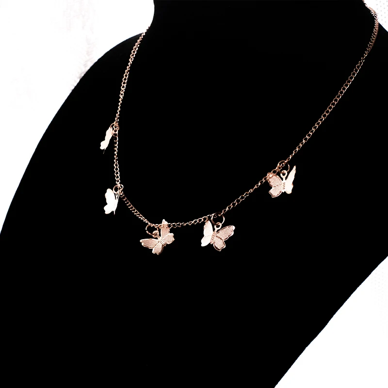 

Fashion Butterfly Necklace Gold Silver Color Chain Pendant for Women Layered Charm Choker Necklaces Boho Beach Jewelry Gift