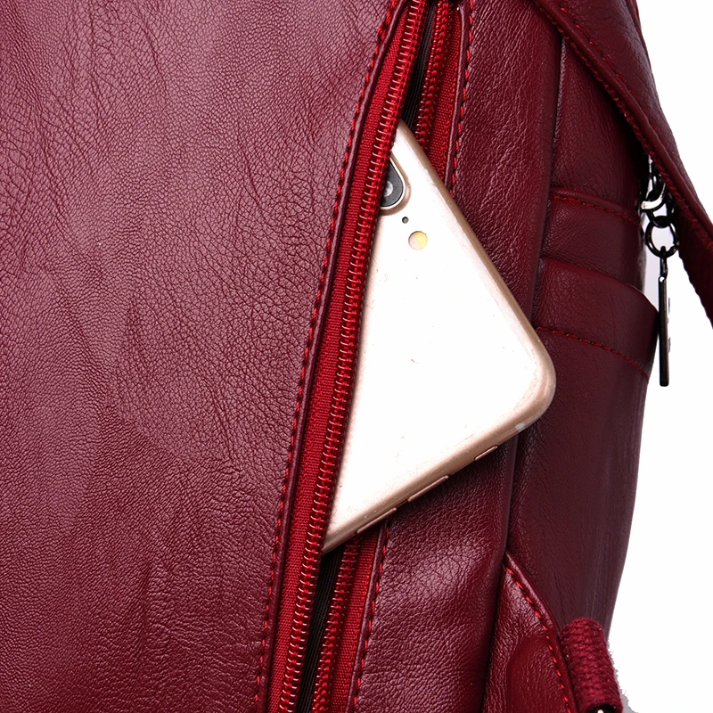 

2019 Solid Leather Backpacks Female Travel Large Capacity Backpack School Preppy Style Women Backpack Laptop Sac a Dos Rusksacks