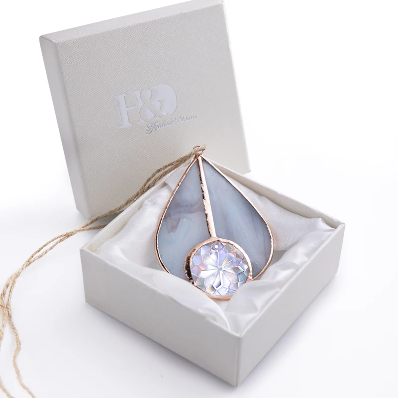 

H&D Art Stained Glass Suncatcher Teardrop Ornament Rainbow Maker Sun Catchers Hang for Window Wedding Party Car Charms Gift