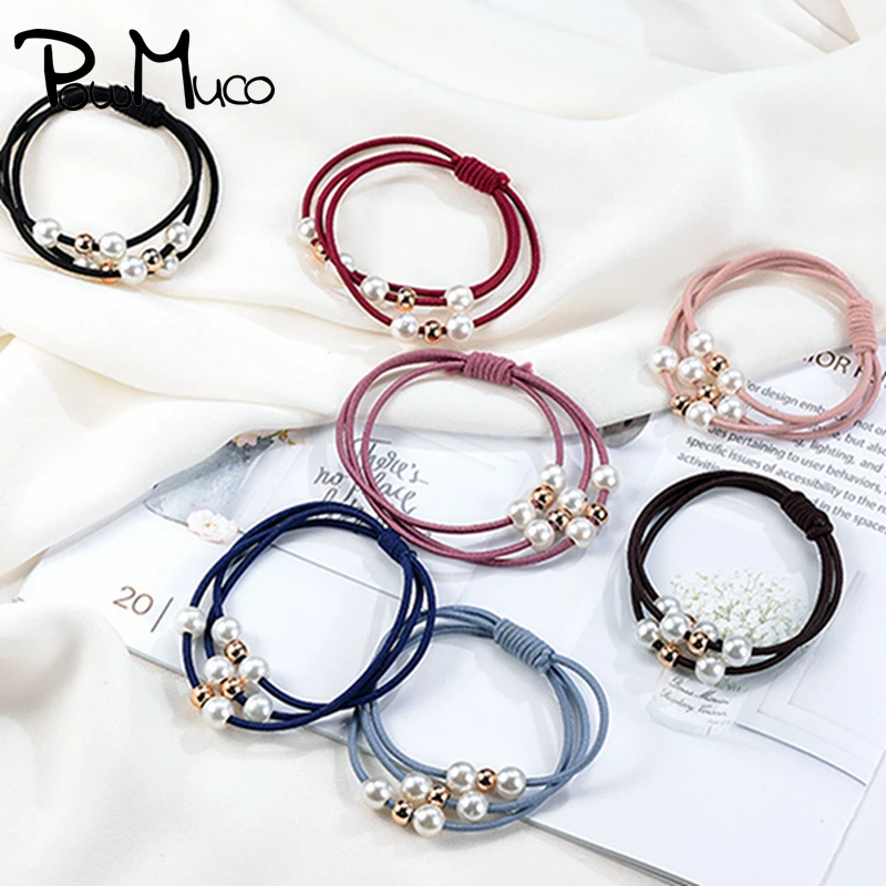 

Powmuco Diameter 5.9 CM Casual Women's Hairband Beauty Beads Girl Hair Accessories Fashion Ponytail Headwear Photography Props