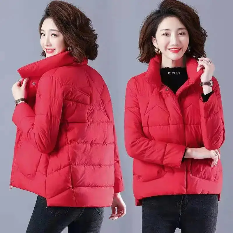 Women Cotton Jacket Warm 2023 New FASHION Loose Outerwear Casaco Feminino Coats Elegant Black Green Red Padded Jackets Female