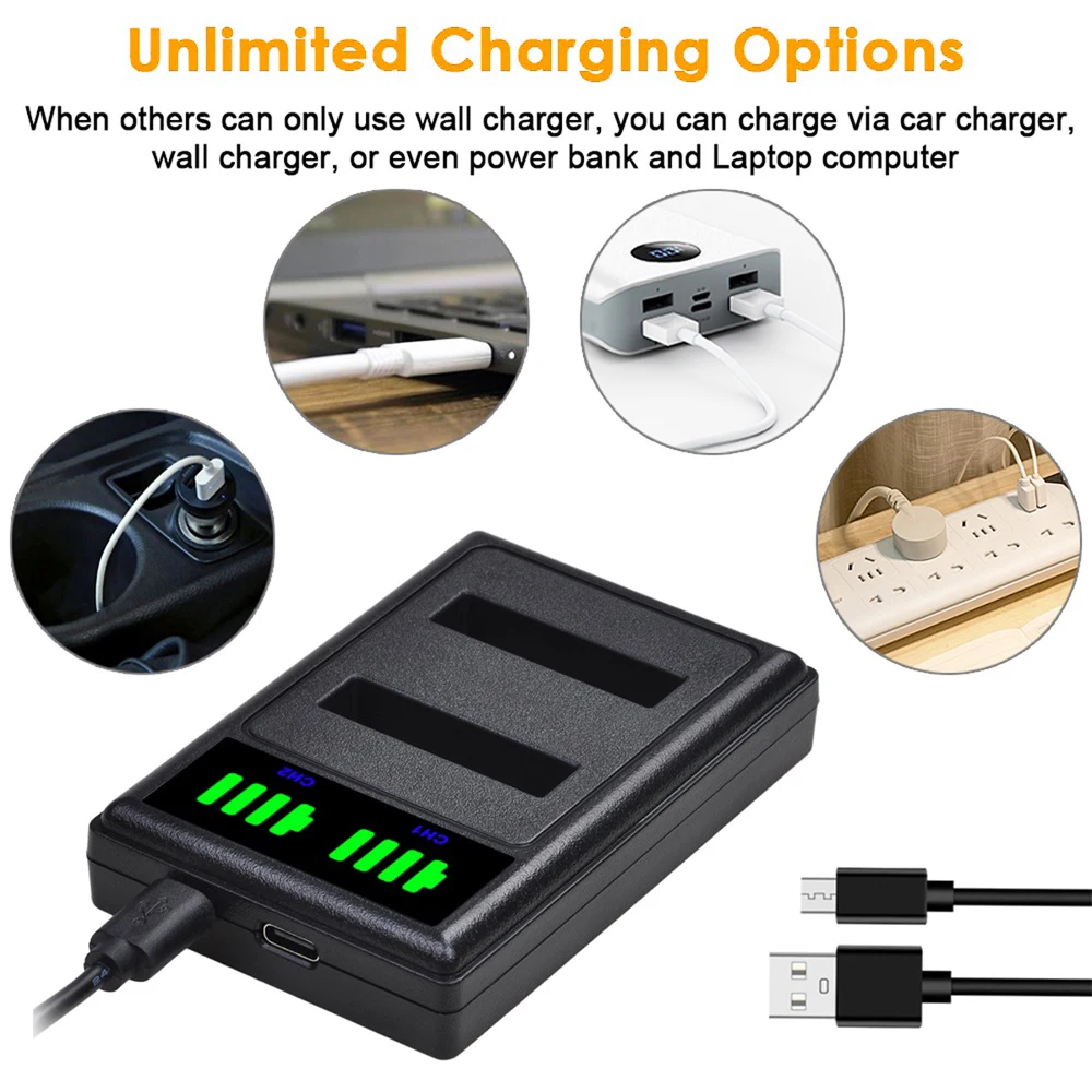 Двойное зарядное устройство с портом Type-c для аккумулятора Sony NP-FG1 BG1 NP-BG1 Cyber-Shot DSC