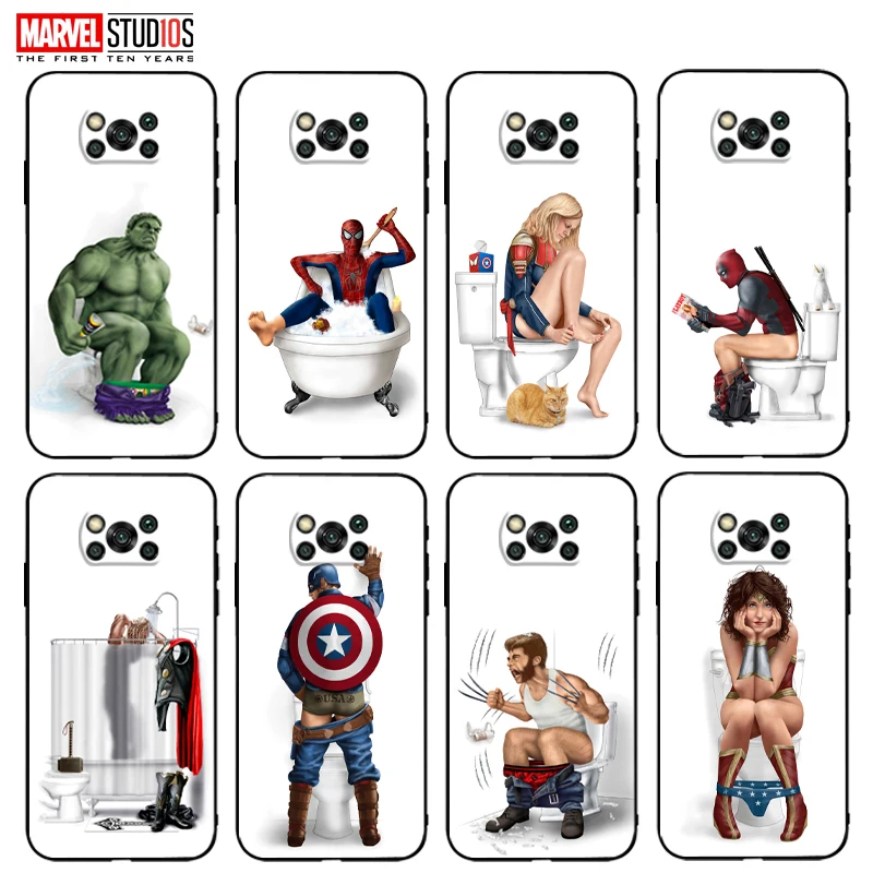 

Marvel Avengers Hulk Captain America Spiderman Thor Wolverine Phone Case For Xiaomi POCO X3 Pro NFC X3 GT Silicone Soft funda