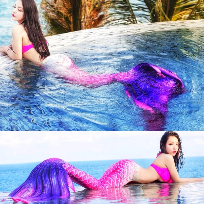 

Женский купальный костюм Русалочки, купальный костюм с хвостом и Ластами, для взрослых и детей