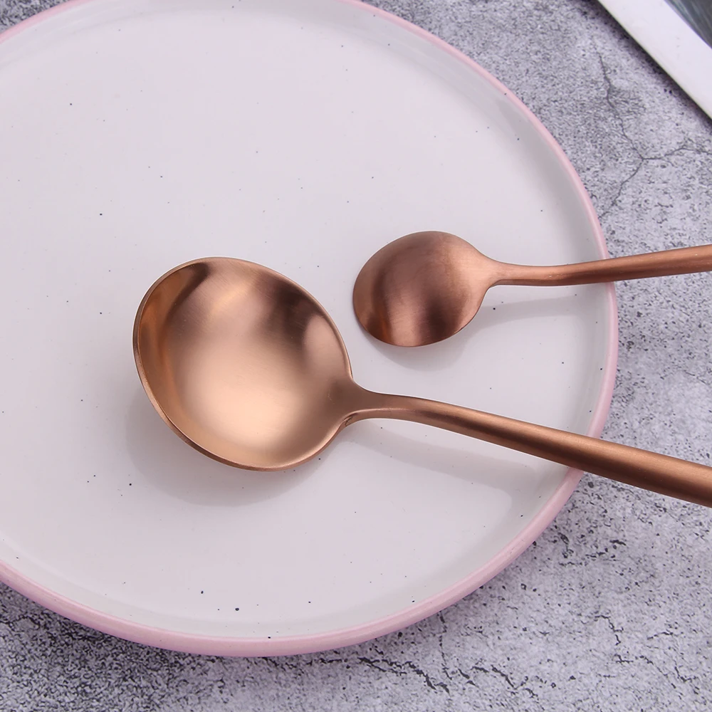 

Rose Gold Tableware Set Matte Cutlery Set 18/10 Stainless Steel Cutlery Kitchen Fork Knife Spoon Flatware Western Dinnerware Set