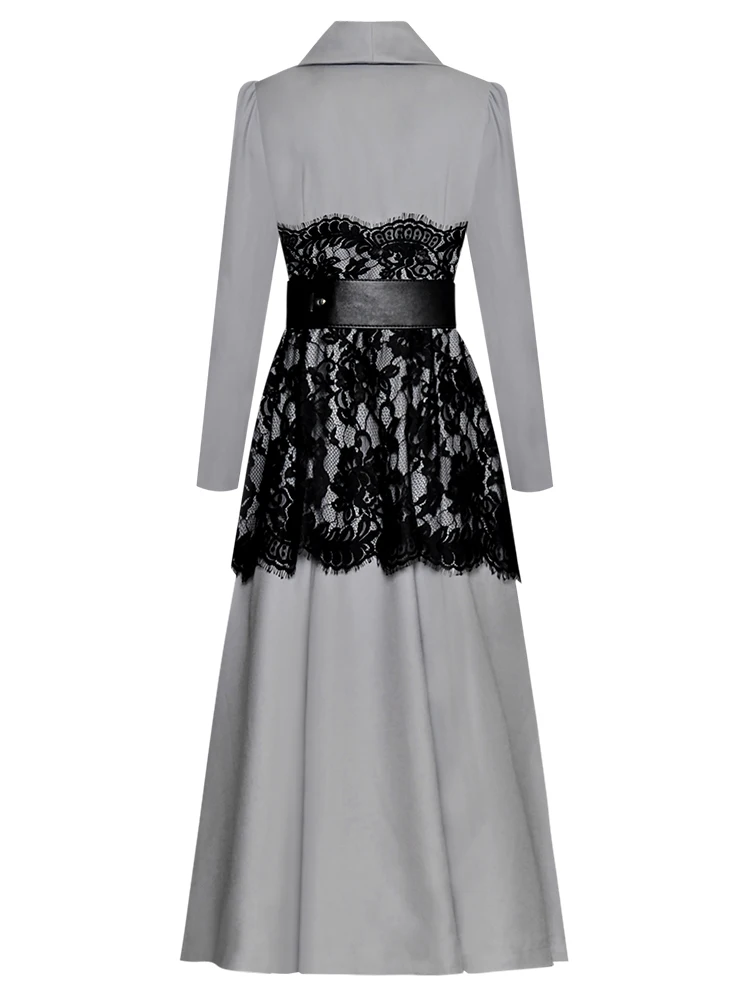 Женское длинное кружевное платье винтажное дизайнерское макси с длинным рукавом