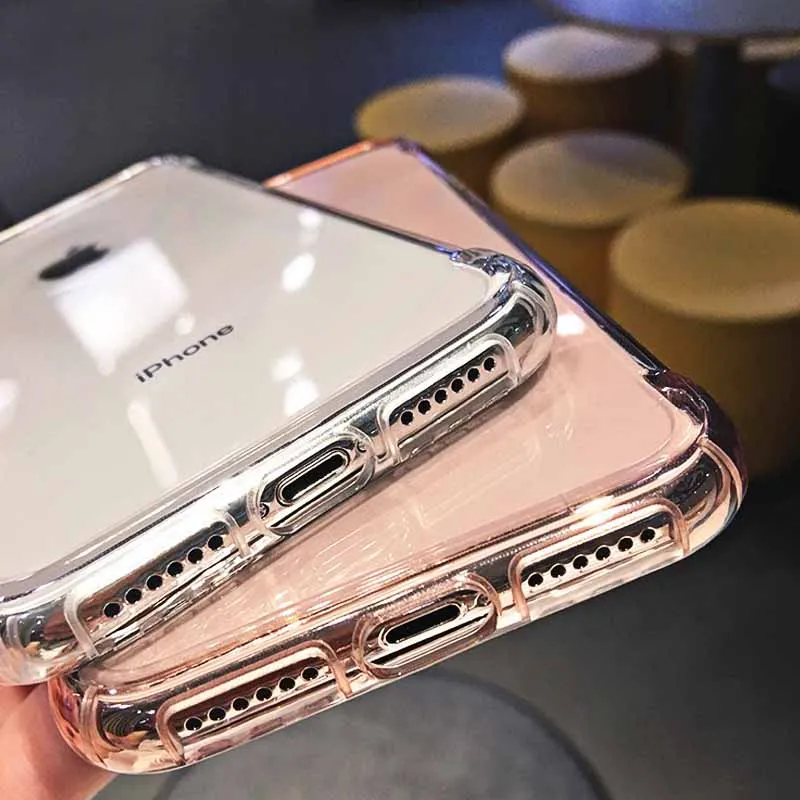 Цветной прозрачный чехол для телефона iPhone 11 Pro Max XS XR 6S 7 8 Plus X противоударный
