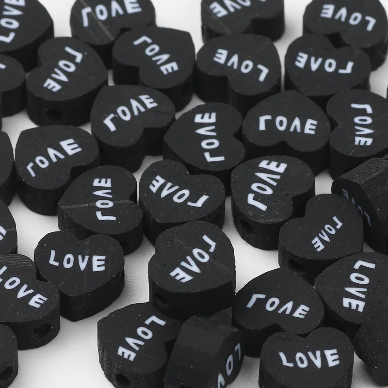 Бусины из полимерной глины в форме черного сердца 20 шт./лот | Украшения и
