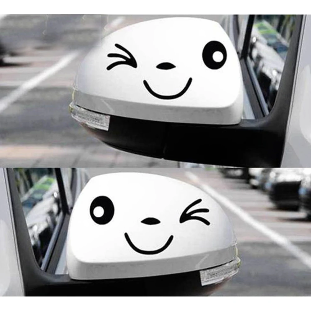 11x5 см милый смайлик лицо автомобиля зеркало заднего вида наклейки для всех