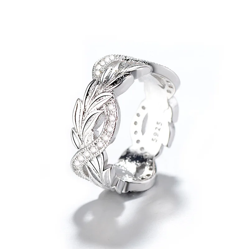 

Fashion Sparkle Full Circle Full of Zircon Encased Ladies Proposal Rings 925 Sterling Silver Jewelry All-match Prom Accessories