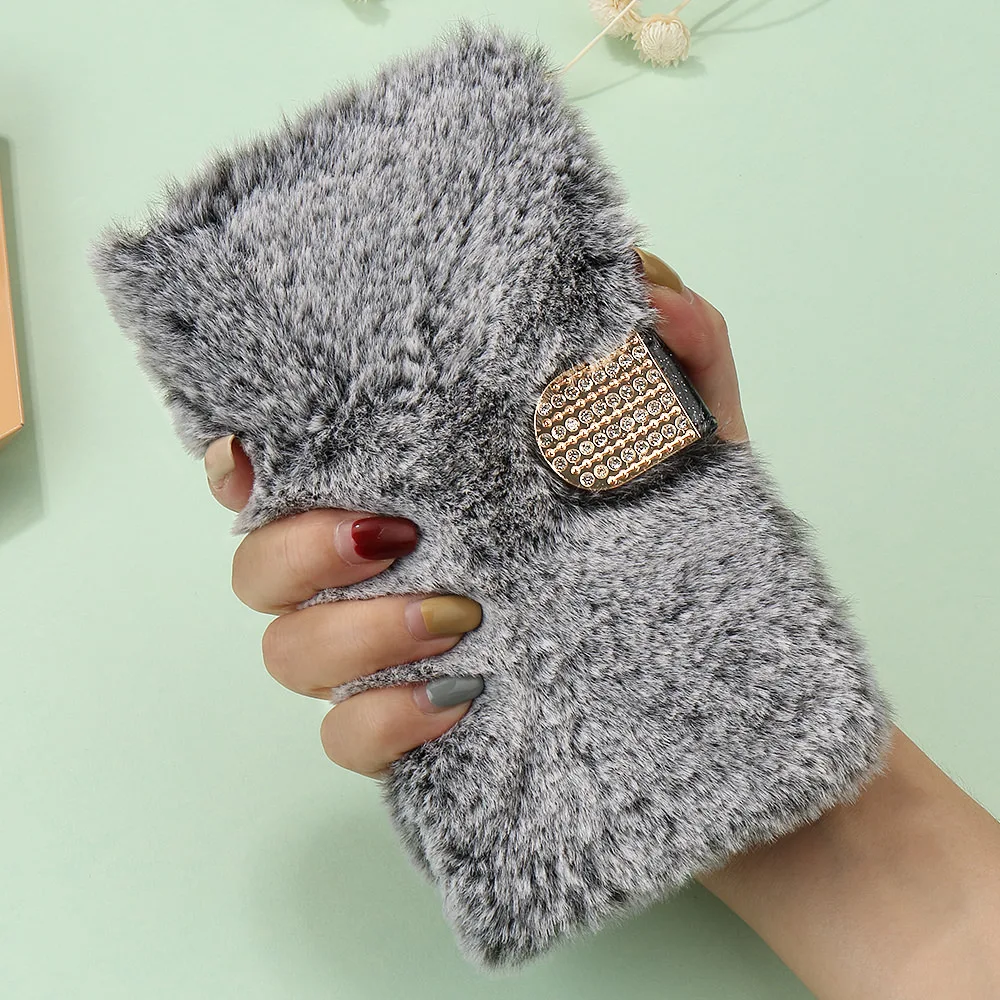 L-FADNUT Роскошный милый меховой пушистый чехол-кошелек для samsung Galaxy S10e Note 9 S9 Plus S8 Note 10 Plus 5G S7 edge мягкое кожанное покрытие