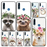 silicone cover raccoon fox animal flower for huawei honor 9 9x 9n 8s 8c 8x 8a v9 8 7s 7a 7c pro lite prime play 3e phone case