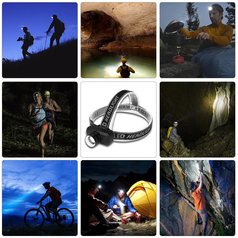 

Mini XPE LED Headlight Headlamp Head Lamp Flashlight USB Rechargeable 18650 Torch Camping Hiking Night Fishing Light