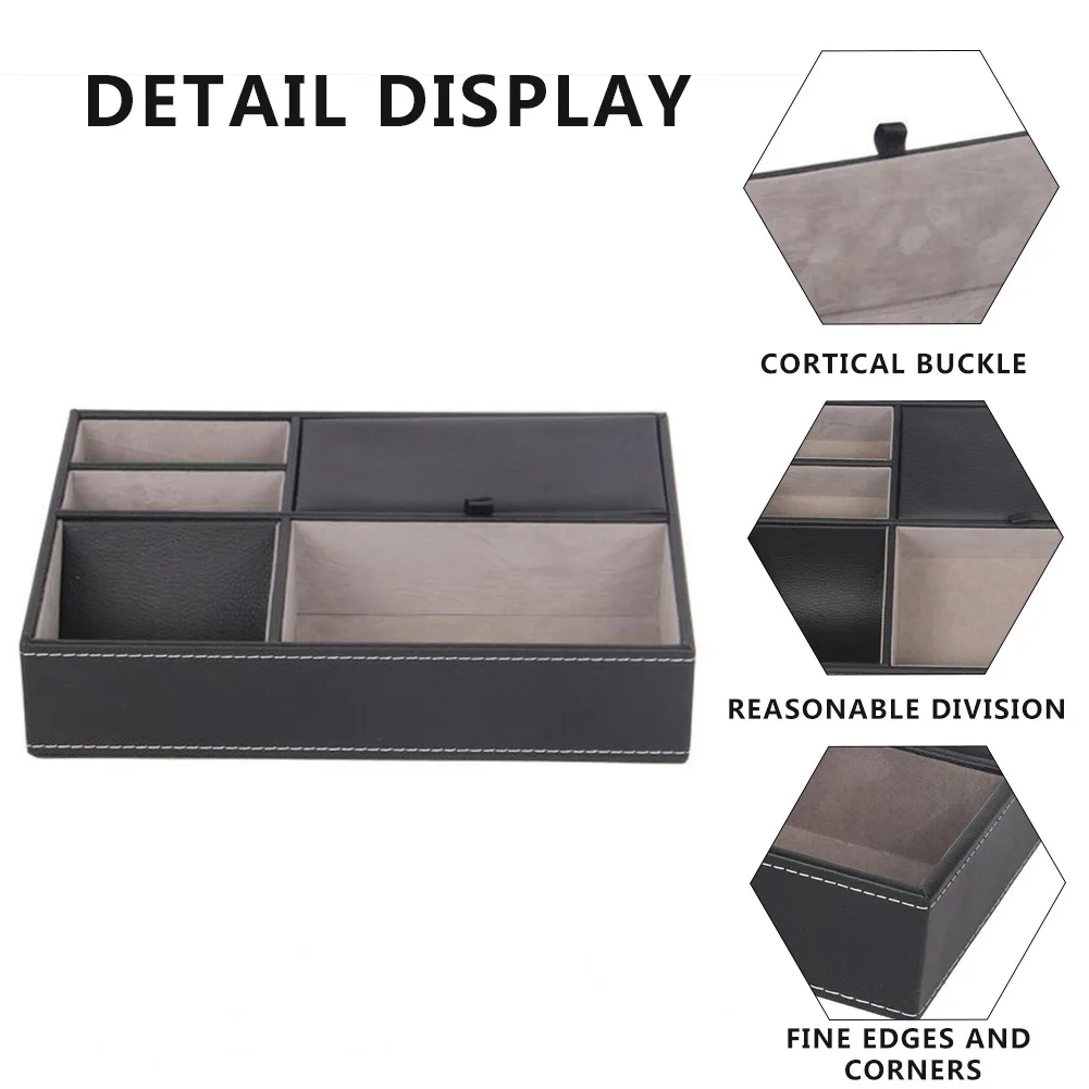 

Desk Organizer Leather Office Home Supply Desktop Storage Box
