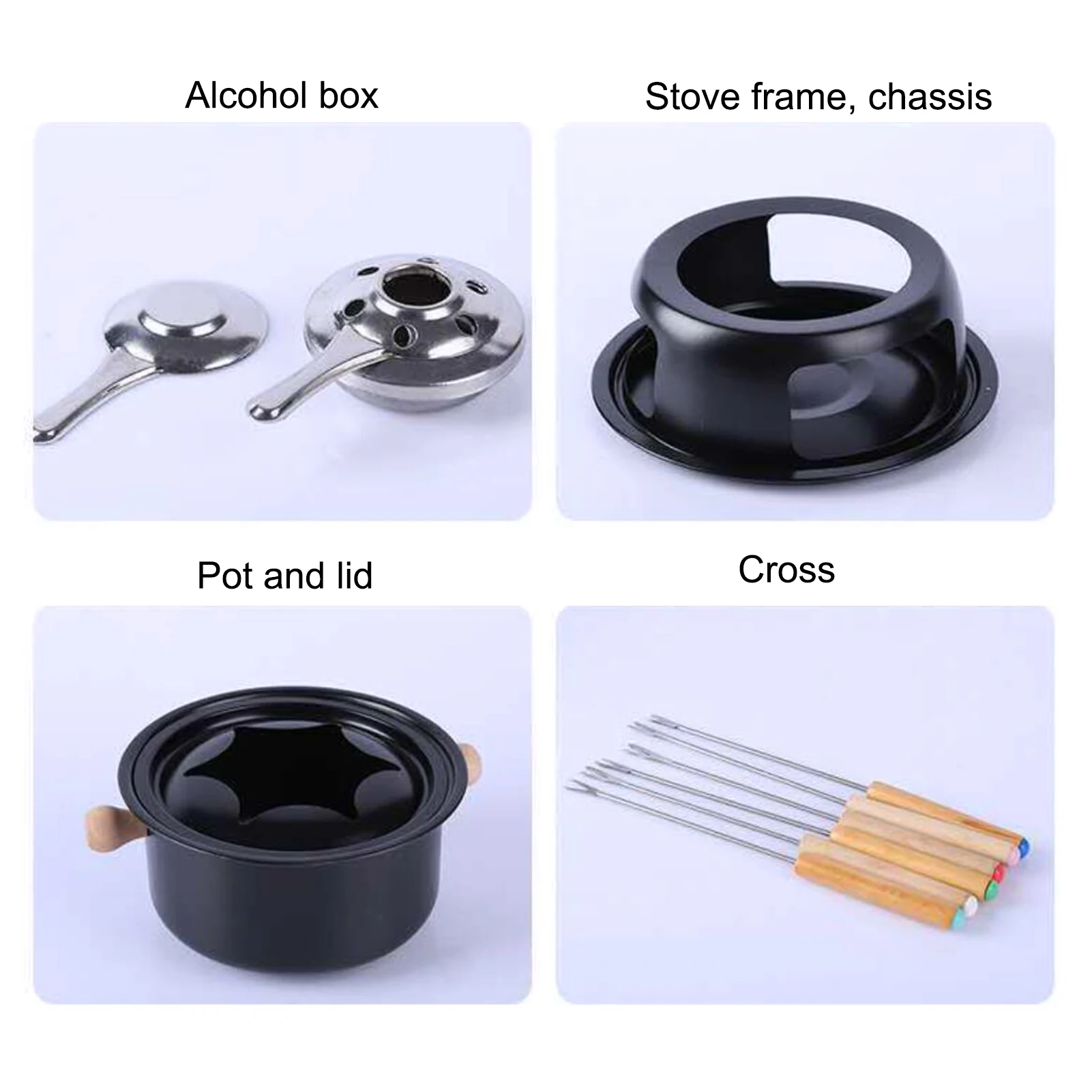 

Stainless Steel Cheese Ice Cream Chocolate Hot Pot Melting Pot Fondue Set Kitchen Accessories For Home Buffet Party