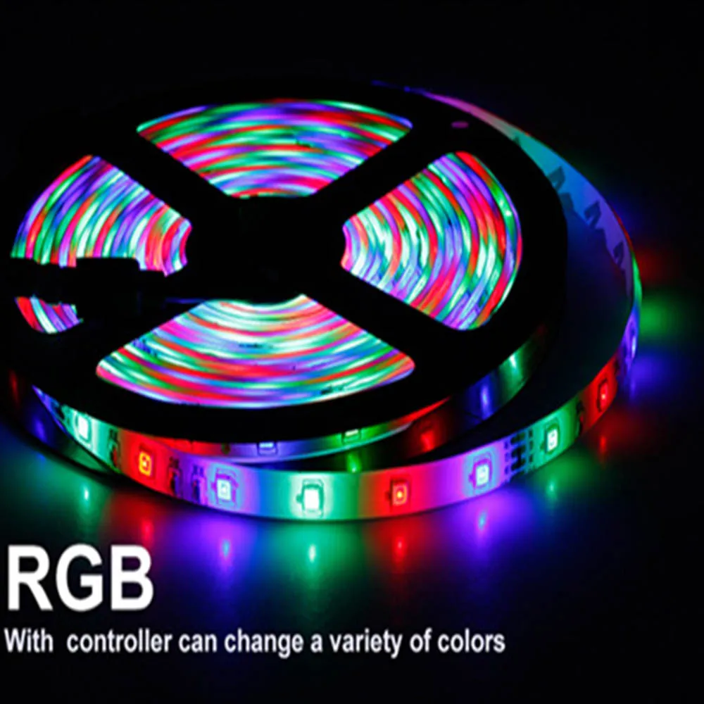 RGB 5 м Светодиодная лента 12 В Водонепроницаемая RGB Светодиодная лента светильник 2835SMD гибкая светодиодная лента лампа для ТВ фоновый светильник ing украшение дома - Испускаемый цвет: RGB